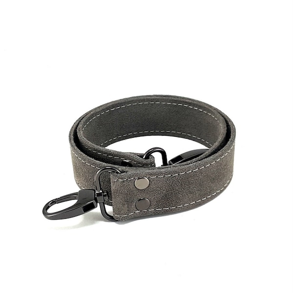 3 cm Gray Suede Leather (S23) Strap with hooks, custom sizes straps, sac à dos, Rucksack, purse handles, replacement