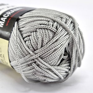 Light gray macrame yarn for bags, jewelry and DIY projects, knitting, crocheting, DIY bags, crochet bag yarn, knit bag yarn