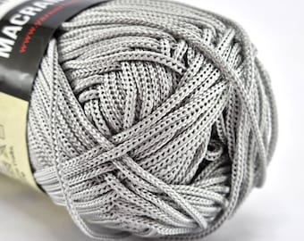 Light Gray Polyester Macrame Yarn, DIY Knitting, Crochet Bag Yarn