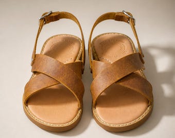 Leren sandalen voor kinderen | Handgemaakt Grieks, echt leer, gedempte zool, verstelbare gesp