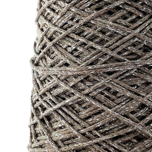 Elephant gray cotton yarn with silver lurex for bags, macrame, amigurumi