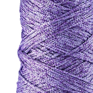 Soie naturelle lilas avec fil au crochet métallique violet pour sacs, bijoux et projets de bricolage, sacs bricolage, fil de sac au crochet, fil lurex