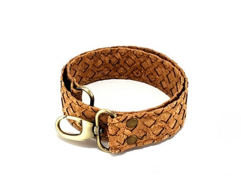 Natural Cork Bag Strap, Leather Handle with Hooks, Replacement Strap