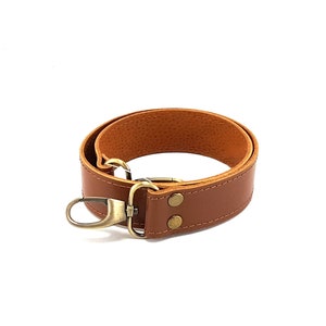 4 cm Tambac Brown Leather Strap with hooks, leather handles, purse straps, anses cuir, per piece