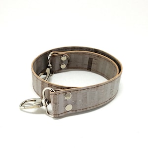 Correa de corcho natural rayada gris de 3 cm C6 para bolsos / Asa de cuero con ganchos, correa de repuesto, asa de bolso de hombro, asa de mochila, bolso