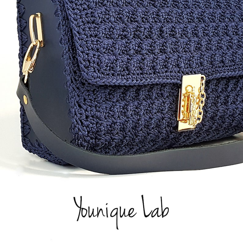Calliope bag design in natural tanned leather DIY leather bags L7 crocheting bag knitting bags