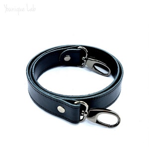 Bandoulière en cuir écologique noir 2 cm pour sac / Anse en cuir avec crochets, bandoulières en cuir, anses cuir, bandoulière de remplacement