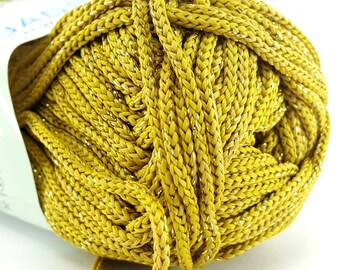 Yellow mustard lurex (no. 62-103) yarn for bags, knitting,crocheting,DIY bags, crochet  yarn,knit yarn