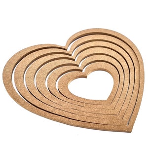 Wooden macrame crates at heart shape, set of 6 pcs