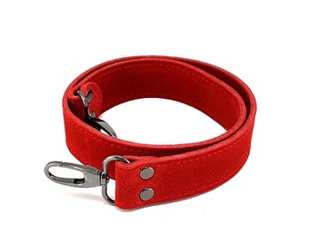 3 cm Red Suede Leather Strap S5 for bags / Leather Handle with hooks, replacement strap, shoulder bag handle, Rucksack Gurt, purse