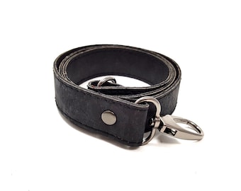 Black Cork Bag Strap, Replacement Purse Handle with Hooks