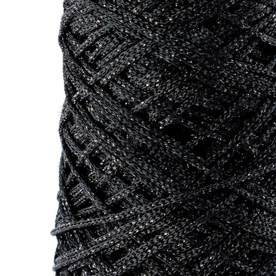 Natural Silk Black Metallic Crochet Yarn for Bags, Jewelry and DIY  Projects, Crocheting, DIY Bags, Crochet Bag Yarn, Lurex Yarn 