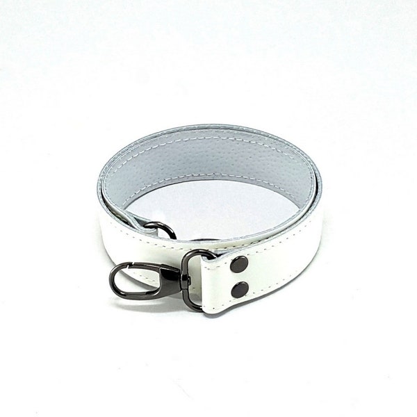 3 cm White Leather Strap with hooks, anses cuir, replacement bag strap, backpack handles, Taschenriemen, shoulder purse strap