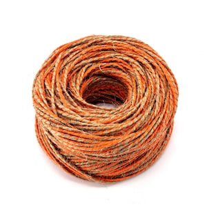 Natural jute yarn with orange cotton crochet yarn for any bags, jewelry and DIY projects, crochet bag yarn, natural yarn