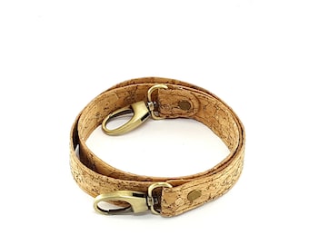 Mosaic Natural Cork Bag Strap, Leather Handle with Hooks, Replacement Purse Strap (2 cm)