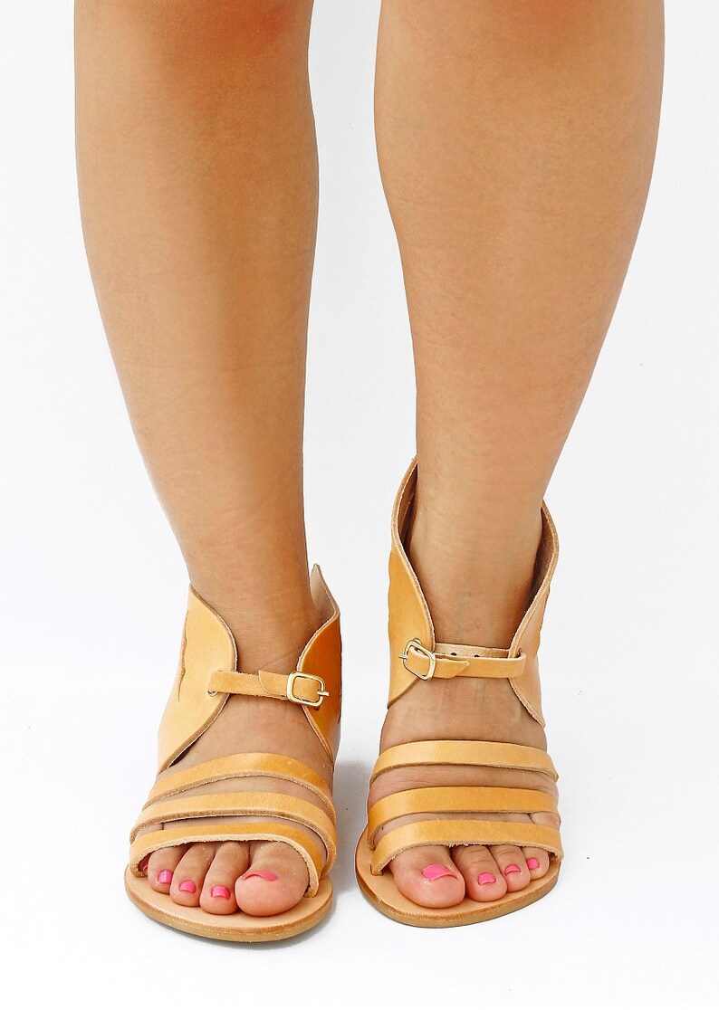 Women Hermes Sandals in Natural Tanned Color Handmade Greek Etsy