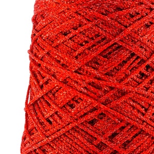 Natural silk red with red metallic crochet yarn for bags, jewelry and DIY projects, DIY bags, crochet bag yarn, lurex yarn