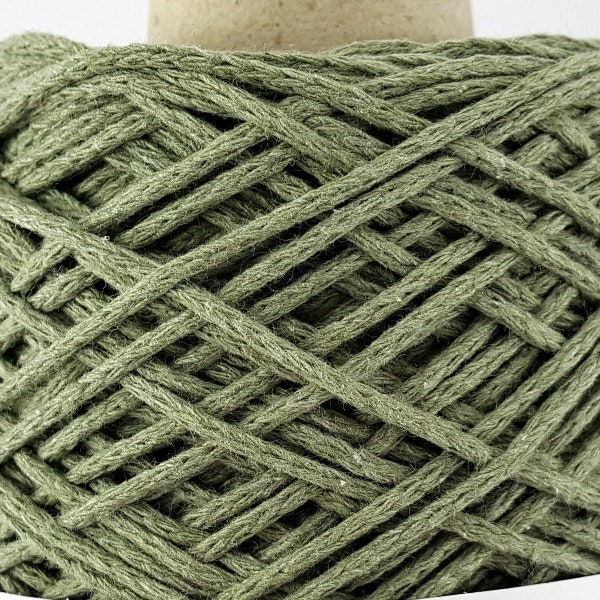 Sage green cotton yarn for bags, macrame, amigurumi