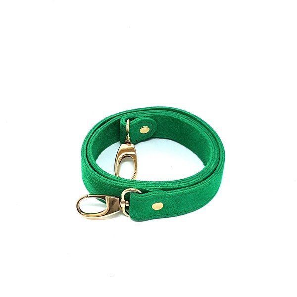 2 cm Bright Green Suede Leather (S8) Strap with hooks, custom sizes straps, sac à dos, Rucksack, purse handles, replacement (S8)