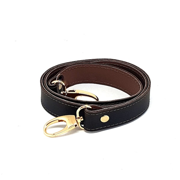 2,5 cm Dark brown leather strap L2 for bags / Leather Handle with hooks,replacement strap,shoulder bag handle, Rucksack Gurt, purse