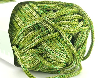 Dark green - light green lurex (no. 30-110) yarn for bags, knitting,crocheting,DIY bags, crochet  yarn,knit yarn