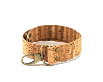 3 cm Striped Natural Cork Strap C9 for bags / Leather Handle with hooks, replacement strap, shoulder bag handle, Rucksack Gurt, purse