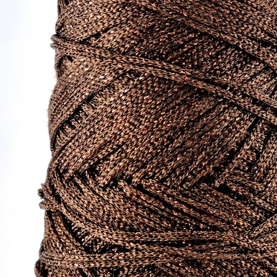 Natural Silk Brown Metallic Crochet Yarn for Bags, Jewelry and DIY  Projects, Crocheting, DIY Bags, Crochet Bag Yarn, Lurex Yarn 