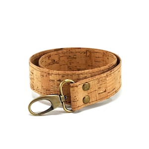 Correa de corcho natural C1 de 3 cm para bolsos / Asa de cuero con ganchos, correa de repuesto, asa de bolso de hombro, asa de mochila, monedero