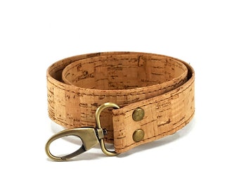 4 cm Natural Cork Strap C1 for bags / Leather Handle with hooks, replacement strap, shoulder bag handle, Rucksack Gurt, purse