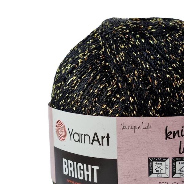 Bright Yarn Art noir avec fil de tissu lurex doré idéal pour les projets de crocher 105-033