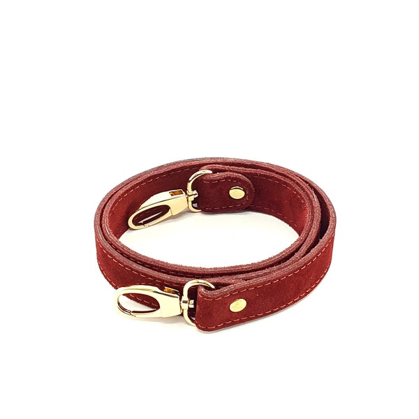 2 cm Bordeaux Suede Leather (S13) Strap with hooks, custom sizes straps, sac à dos, Rucksack, purse handles, replacement