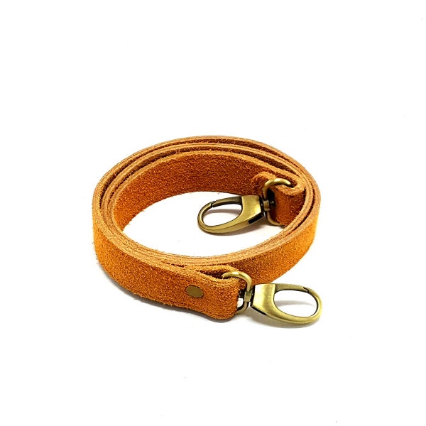 2 cm Mustard Suede Leather Strap S4 for bags / Leather Handle with hooks, replacement strap, shoulder bag handle, Rucksack Gurt, purse