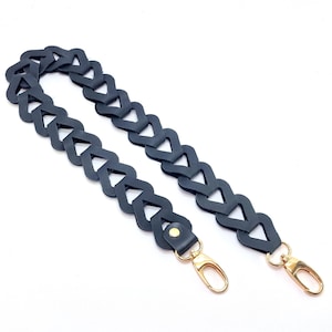 Black Leather Strap for bags / Leather Handle with hooks, replacement strap, shoulder bag handle, Rucksack Gurt, purse strap