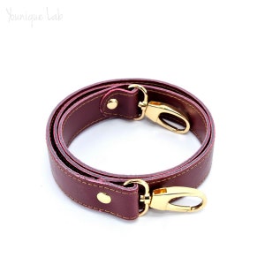 2 cm Bordeaux Öko-Lederband für Taschen / Lederhenkel mit Haken, Taschenriemchen aus Leder, Ersatz-Taschenband