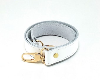 2 cm White leather strap L4 for bags / Leather Handle with hooks, leather purse straps, anses cuir, knitting, bag part, strap