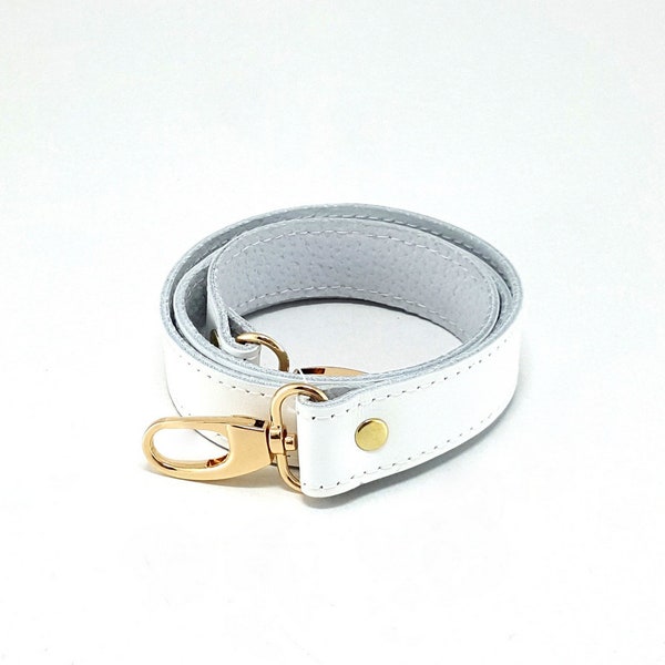 2,5 cm White leather strap L4 for bags / Leather Handle with hooks, leather purse straps, anses cuir, knitting, bag part, strap