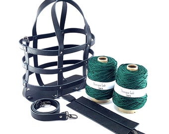 DIY "Dolores Bag" Crochet Kit, Genuine Leather Purse Making