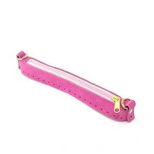 Zipper closer for crochet bags, in genuine fuchsia suede leather, 20 or 25 cm, for knitted bags / suitable for knitting