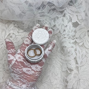 White double ring box - Wedding Ring Box - Ring box for couple - Ceremony ring box - Double ring box - Ring bearer pillows - Blue ring box
