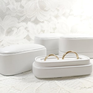Caja para anillos blanca / Caja para anillos de boda / Decoración para ceremonias de boda / Caja para anillos de ceremonia / Caja para anillos dobles