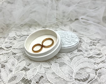 White ring box Ring box Wedding Ring Box Ring box for couple Double ring box Wedding ring bearer box for Ceremony Bridal Photo detail