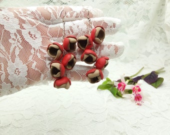 Leather earrings Bridal earrings Yellow Earrings Flower jewelry Boho earrings Bohemian earrings Wedding Summer earrings