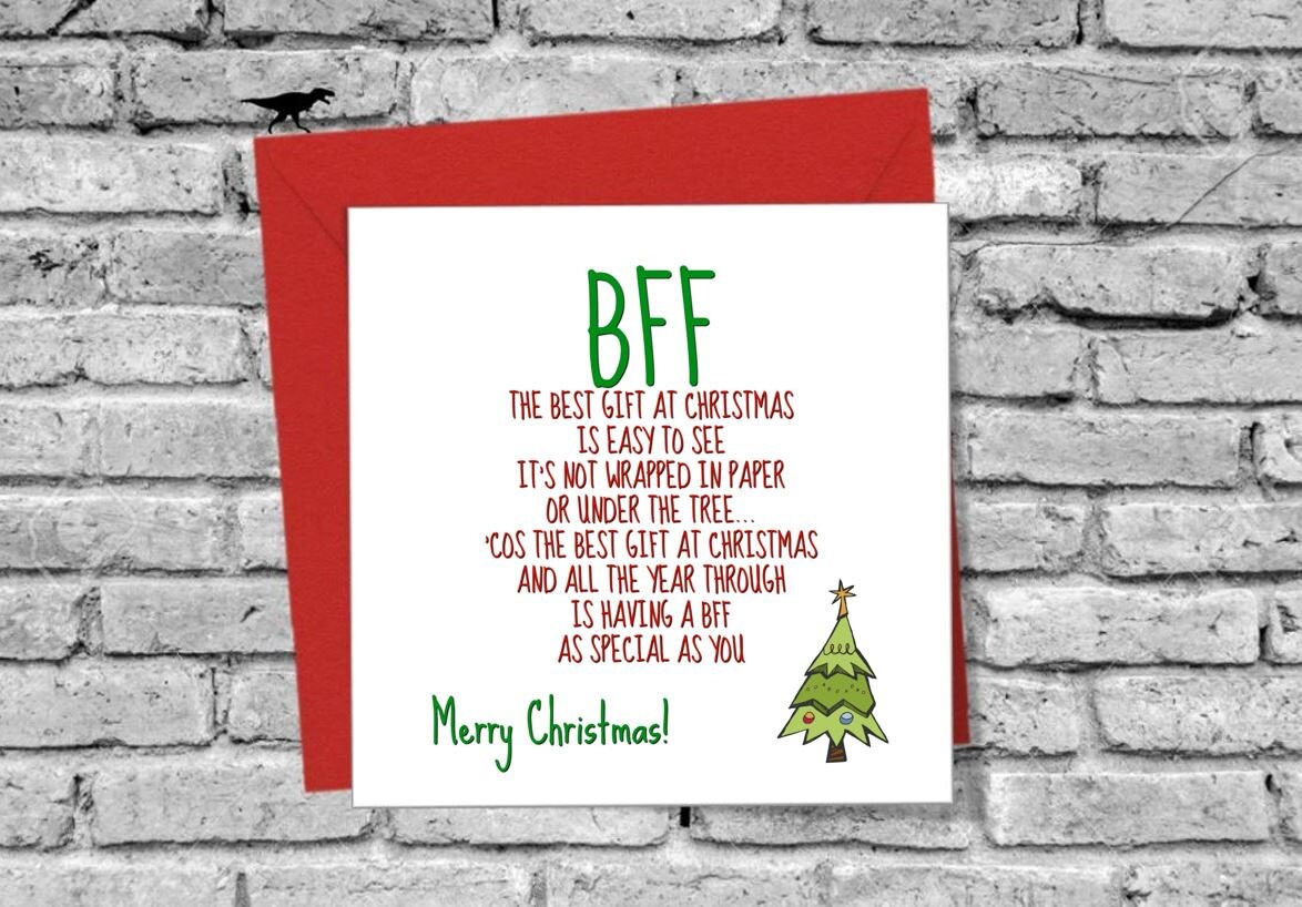 Merry Christmas BFF Gift Greeting Card Love Funny Tree Xmas | Etsy