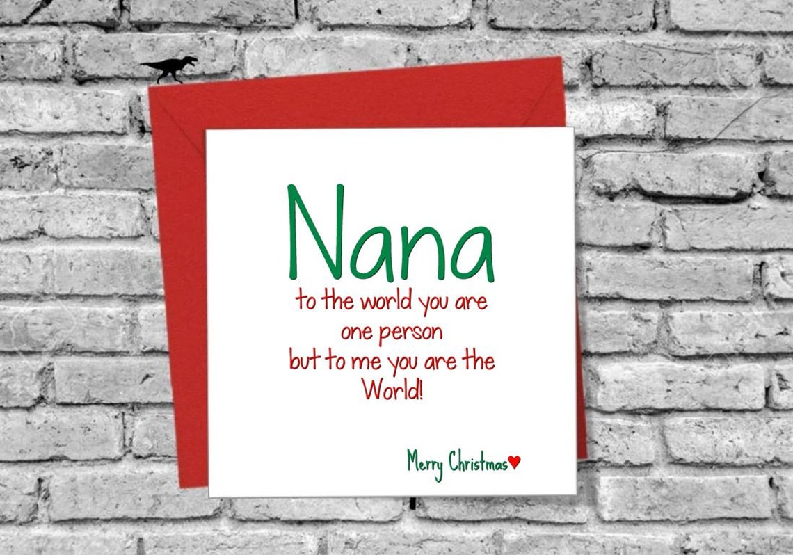 Merry Christmas Nana to the World Gift Greeting Card Love Etsy
