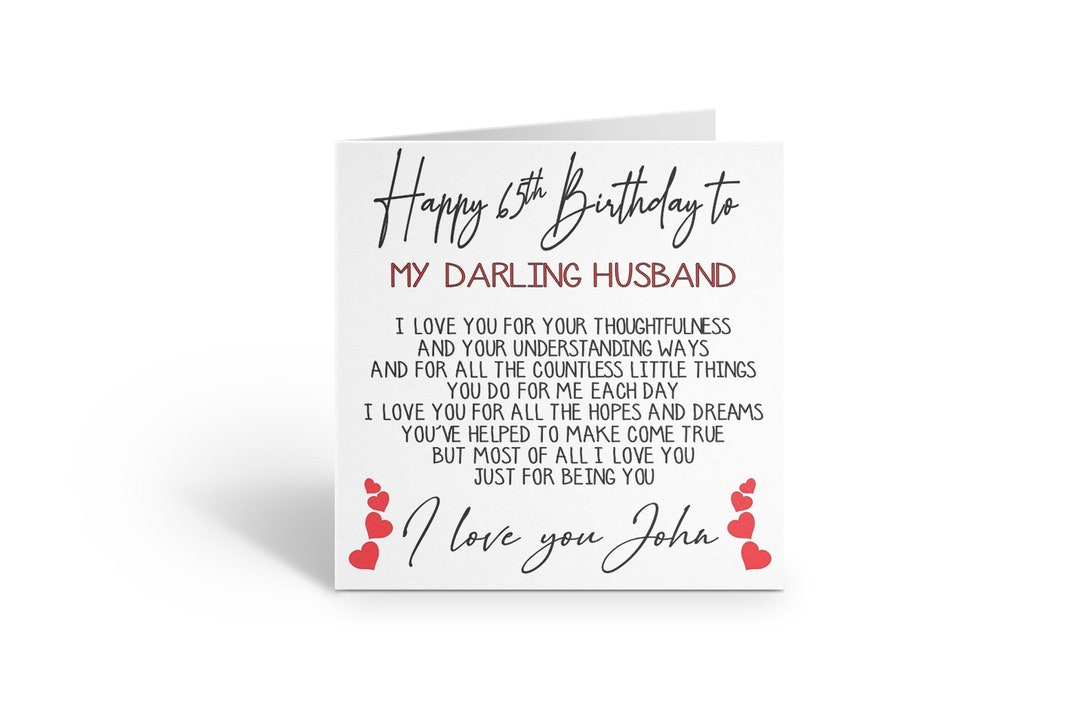 Birthday Card for Husband Personalised Greeting Card Birthday Gift Any ...