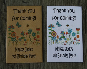 10 Personalised Any Age Garden Seed Packets Envelopes Seeds Favours Keepsake Butterfly Bees Birthday Party 1st 2nd 3rd 4th 5th 6th 7th 8th