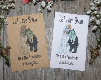 Personalised Let Love Grow Wedding Day Halloween Party Flower Seed Packets Seeds Favours Gift Table Decorations Bride Groom Birds Bees WED7