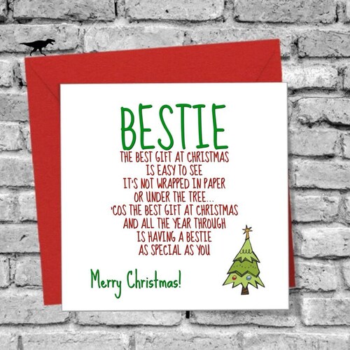 Merry Christmas Special Friend Merry Christmas Bestie Gift Greeting Card Love Funny Tree Xmas | Etsy