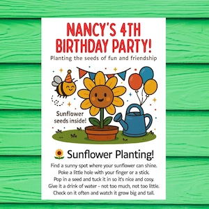 Personalised Birthday Seed Packets, Party Favours, Sunflower Seed Packets, Party Favors, Party Bag Fillers, Kids Party, Garden Party