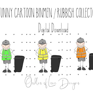 Funny cartoon Bin Man, Refuse collector, Dust Man, Digital Download, Sublimation Design